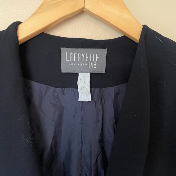 Lafayette 148 Classic Fit Blazer Jacket Single Button Long Sleeve Size M Blue - Picture 3 of 4